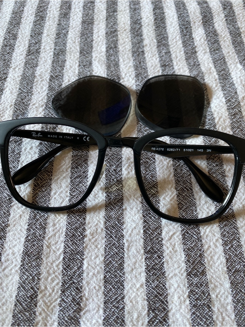 Ray-Ban Black Cat-Eye Glasses with Dark Clip-On Lenses
